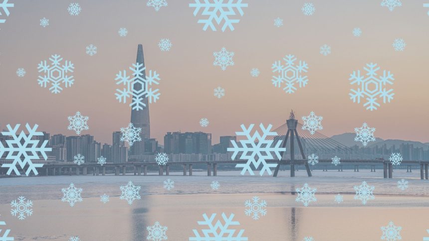 Seoul winter snow